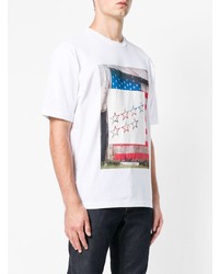 weißes bedrucktes T-Shirt mit einem Rundhalsausschnitt von Calvin Klein Jeans Est. 1978