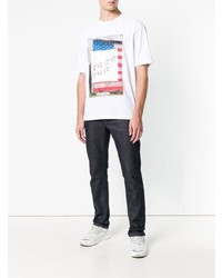 weißes bedrucktes T-Shirt mit einem Rundhalsausschnitt von Calvin Klein Jeans Est. 1978