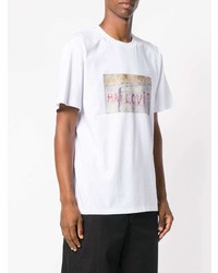 weißes bedrucktes T-Shirt mit einem Rundhalsausschnitt von MSGM