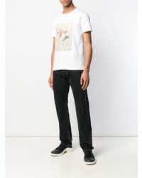 weißes bedrucktes T-Shirt mit einem Rundhalsausschnitt von Dust