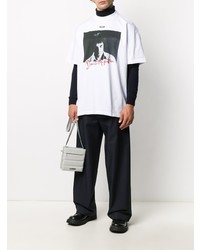 weißes bedrucktes T-Shirt mit einem Rundhalsausschnitt von MSGM