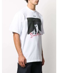 weißes bedrucktes T-Shirt mit einem Rundhalsausschnitt von MSGM