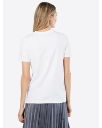 weißes bedrucktes T-Shirt mit einem Rundhalsausschnitt von Pieces