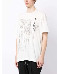 weißes bedrucktes T-Shirt mit einem Rundhalsausschnitt von Yohji Yamamoto