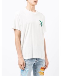 weißes bedrucktes T-Shirt mit einem Rundhalsausschnitt von Amiri