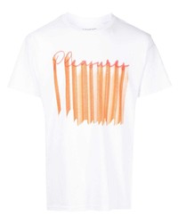 weißes bedrucktes T-Shirt mit einem Rundhalsausschnitt von Pleasures