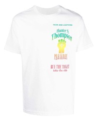 weißes bedrucktes T-Shirt mit einem Rundhalsausschnitt von Pleasures