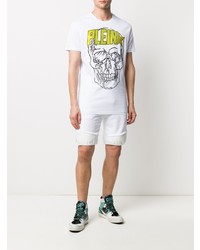 weißes bedrucktes T-Shirt mit einem Rundhalsausschnitt von Philipp Plein