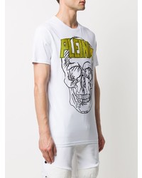 weißes bedrucktes T-Shirt mit einem Rundhalsausschnitt von Philipp Plein