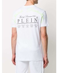 weißes bedrucktes T-Shirt mit einem Rundhalsausschnitt von Philipp Plein