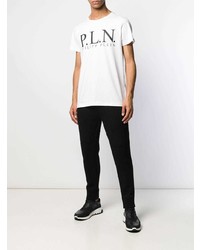 weißes bedrucktes T-Shirt mit einem Rundhalsausschnitt von Philipp Plein