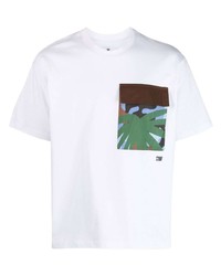 weißes bedrucktes T-Shirt mit einem Rundhalsausschnitt von PMD