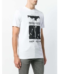 weißes bedrucktes T-Shirt mit einem Rundhalsausschnitt von McQ Alexander McQueen