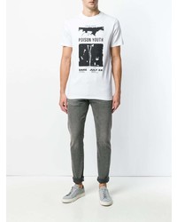 weißes bedrucktes T-Shirt mit einem Rundhalsausschnitt von McQ Alexander McQueen