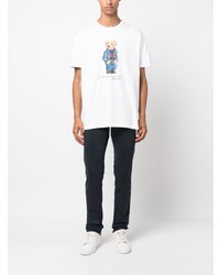 weißes bedrucktes T-Shirt mit einem Rundhalsausschnitt von Polo Ralph Lauren