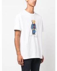 weißes bedrucktes T-Shirt mit einem Rundhalsausschnitt von Polo Ralph Lauren