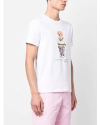 weißes bedrucktes T-Shirt mit einem Rundhalsausschnitt von Polo Ralph Lauren