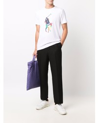 weißes bedrucktes T-Shirt mit einem Rundhalsausschnitt von Lauren Ralph Lauren