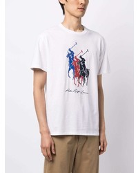 weißes bedrucktes T-Shirt mit einem Rundhalsausschnitt von Polo Ralph Lauren