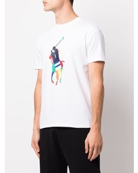 weißes bedrucktes T-Shirt mit einem Rundhalsausschnitt von Polo Ralph Lauren