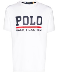 weißes bedrucktes T-Shirt mit einem Rundhalsausschnitt von Polo Ralph Lauren