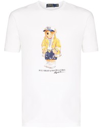 weißes bedrucktes T-Shirt mit einem Rundhalsausschnitt von Polo Ralph Lauren