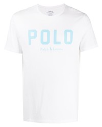 weißes bedrucktes T-Shirt mit einem Rundhalsausschnitt von Polo Ralph Lauren