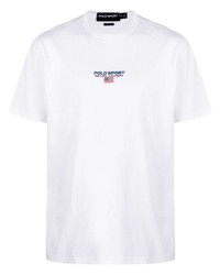 weißes bedrucktes T-Shirt mit einem Rundhalsausschnitt von Polo Ralph Lauren