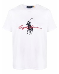 weißes bedrucktes T-Shirt mit einem Rundhalsausschnitt von Polo Ralph Lauren