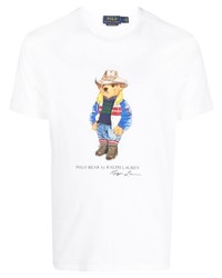 weißes bedrucktes T-Shirt mit einem Rundhalsausschnitt von Polo Ralph Lauren