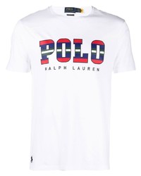 weißes bedrucktes T-Shirt mit einem Rundhalsausschnitt von Polo Ralph Lauren