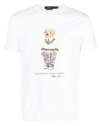 weißes bedrucktes T-Shirt mit einem Rundhalsausschnitt von Polo Ralph Lauren