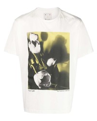 weißes bedrucktes T-Shirt mit einem Rundhalsausschnitt von Pop Trading Company