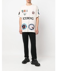 weißes bedrucktes T-Shirt mit einem Rundhalsausschnitt von Iceberg