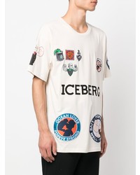 weißes bedrucktes T-Shirt mit einem Rundhalsausschnitt von Iceberg