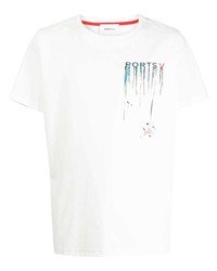 weißes bedrucktes T-Shirt mit einem Rundhalsausschnitt von Ports V