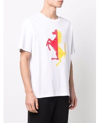 weißes bedrucktes T-Shirt mit einem Rundhalsausschnitt von Ferrari