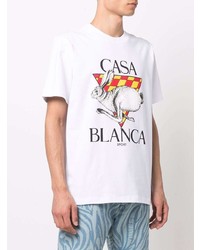 weißes bedrucktes T-Shirt mit einem Rundhalsausschnitt von Casablanca