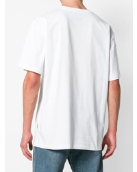 weißes bedrucktes T-Shirt mit einem Rundhalsausschnitt von MSGM