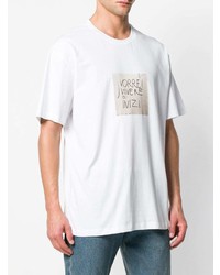 weißes bedrucktes T-Shirt mit einem Rundhalsausschnitt von MSGM