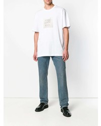 weißes bedrucktes T-Shirt mit einem Rundhalsausschnitt von MSGM