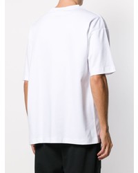 weißes bedrucktes T-Shirt mit einem Rundhalsausschnitt von Drôle De Monsieur