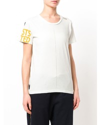 weißes bedrucktes T-Shirt mit einem Rundhalsausschnitt von Freecity