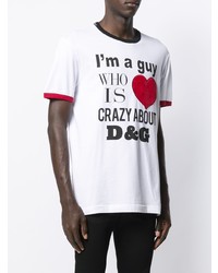 weißes bedrucktes T-Shirt mit einem Rundhalsausschnitt von Dolce & Gabbana