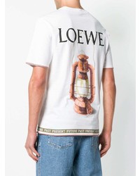 weißes bedrucktes T-Shirt mit einem Rundhalsausschnitt von Loewe