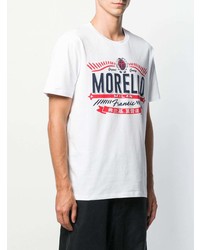 weißes bedrucktes T-Shirt mit einem Rundhalsausschnitt von Frankie Morello