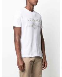 weißes bedrucktes T-Shirt mit einem Rundhalsausschnitt von Versace