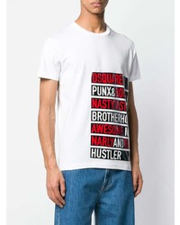 weißes bedrucktes T-Shirt mit einem Rundhalsausschnitt von DSQUARED2