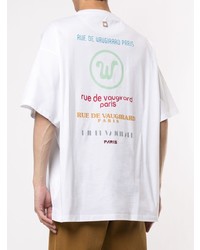 weißes bedrucktes T-Shirt mit einem Rundhalsausschnitt von Wooyoungmi