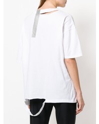 weißes bedrucktes T-Shirt mit einem Rundhalsausschnitt von Night Market